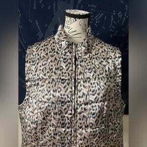 Quilted animal print puffer vest
